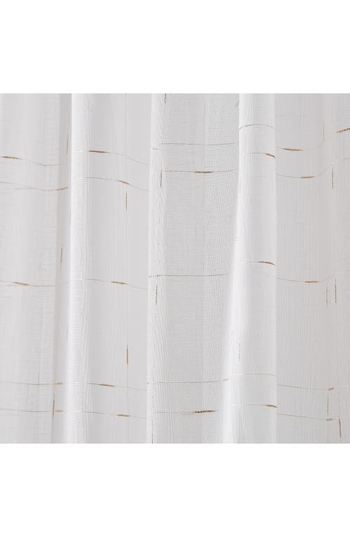 Dkny Metallic Grid Set Of 2 Curtain Panels In White/gold
