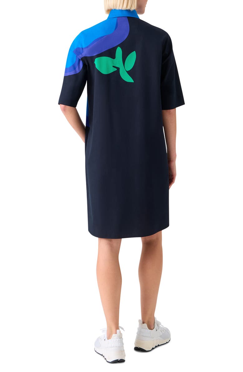 Akris punto Floral Cotton Poplin Shirtdress, Alternate, color, Black-Multi