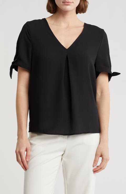 V-Neck Tie Short Sleeve Top