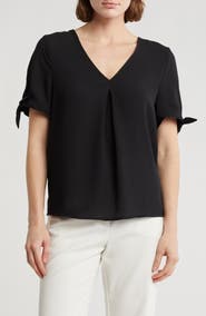 NORDSTROM RACK V-Neck Tie Short Sleeve Top