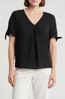 NORDSTROM RACK V-Neck Tie Short Sleeve Top