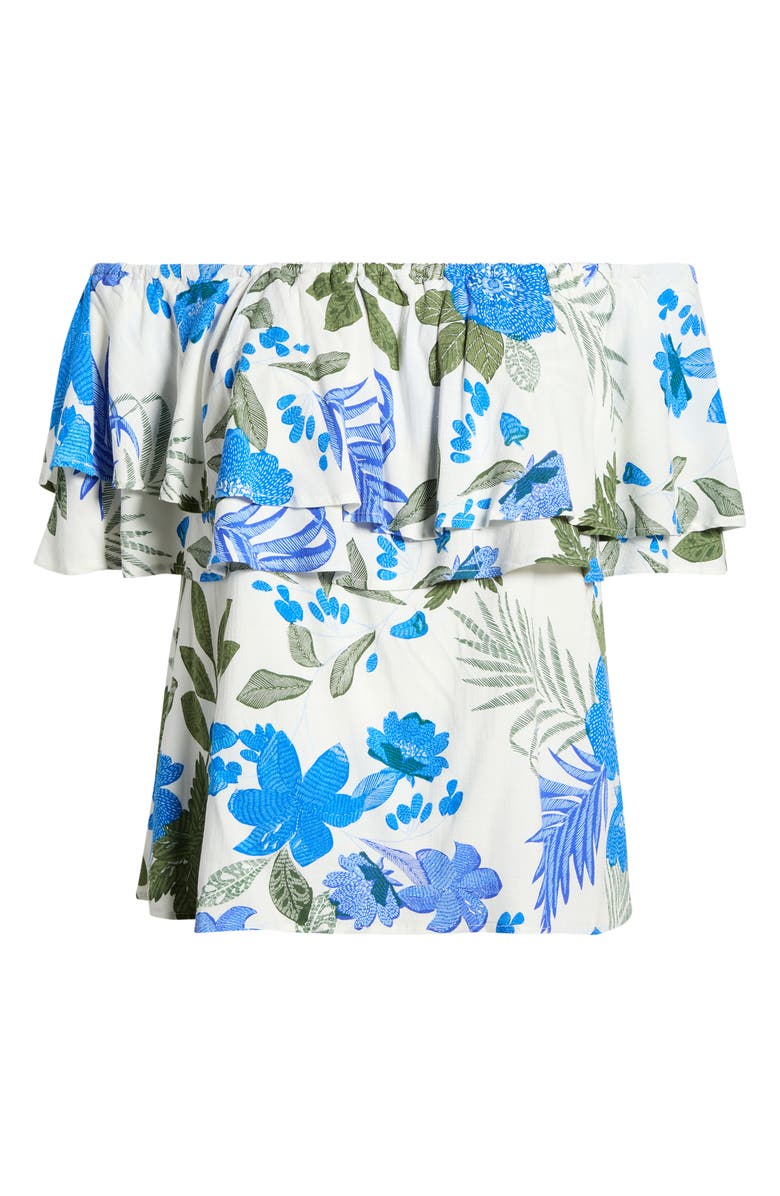 SUGARLIPS Zurie Floral Talisy Off the Shoulder Top, Alternate, color, White Blue Green