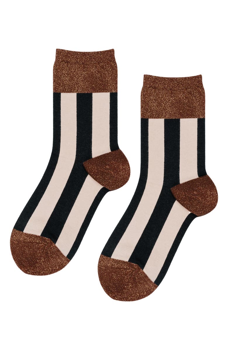 Hansel From Basel Buro Metallic Stripe Crew Socks, Main, color,