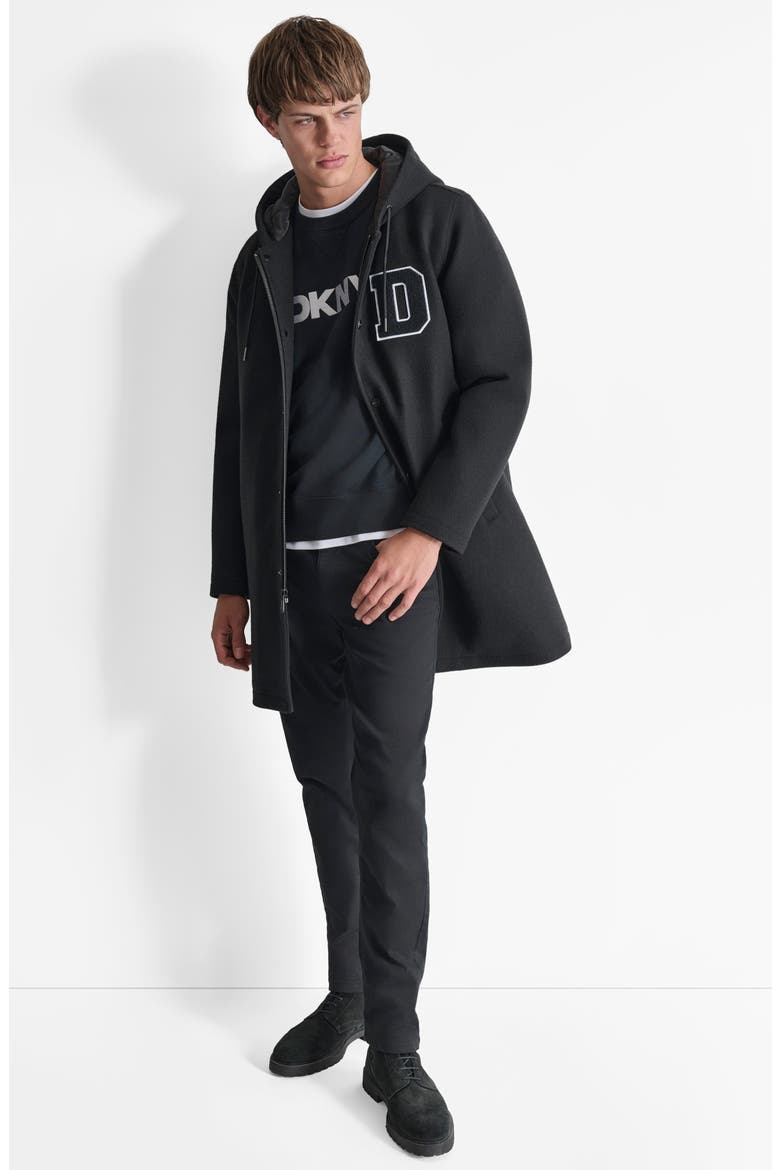 Logo Hooded Stadium Coat, Alternate, color, BLACK