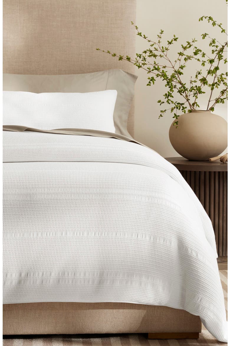 Waffle Weave Organic Cotton Duvet Cover & Sham Set, Alternate, color, WHITE