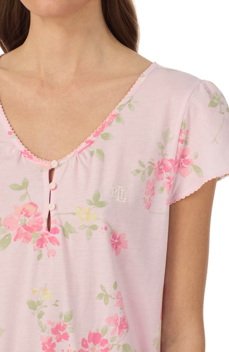 Lauren Ralph Lauren Flutter Sleeve Nightgown, Alternate, color, Pink Print