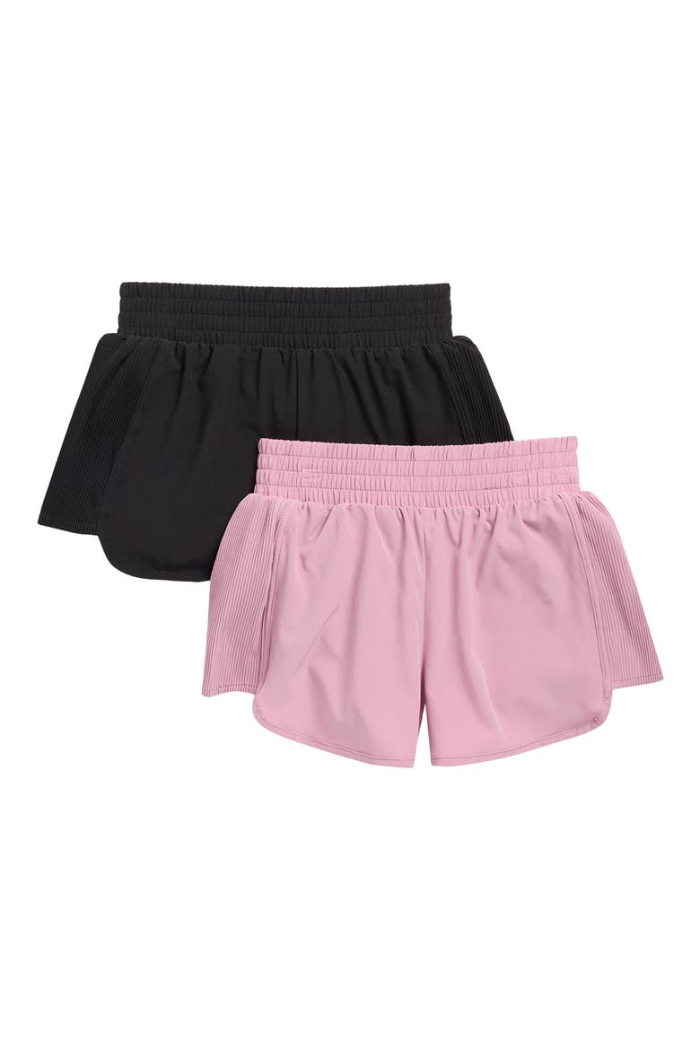 Kids' 2-Pack Dahliana Performance Shorts, Main, color, DUSKY MAUVE/ BLACK
