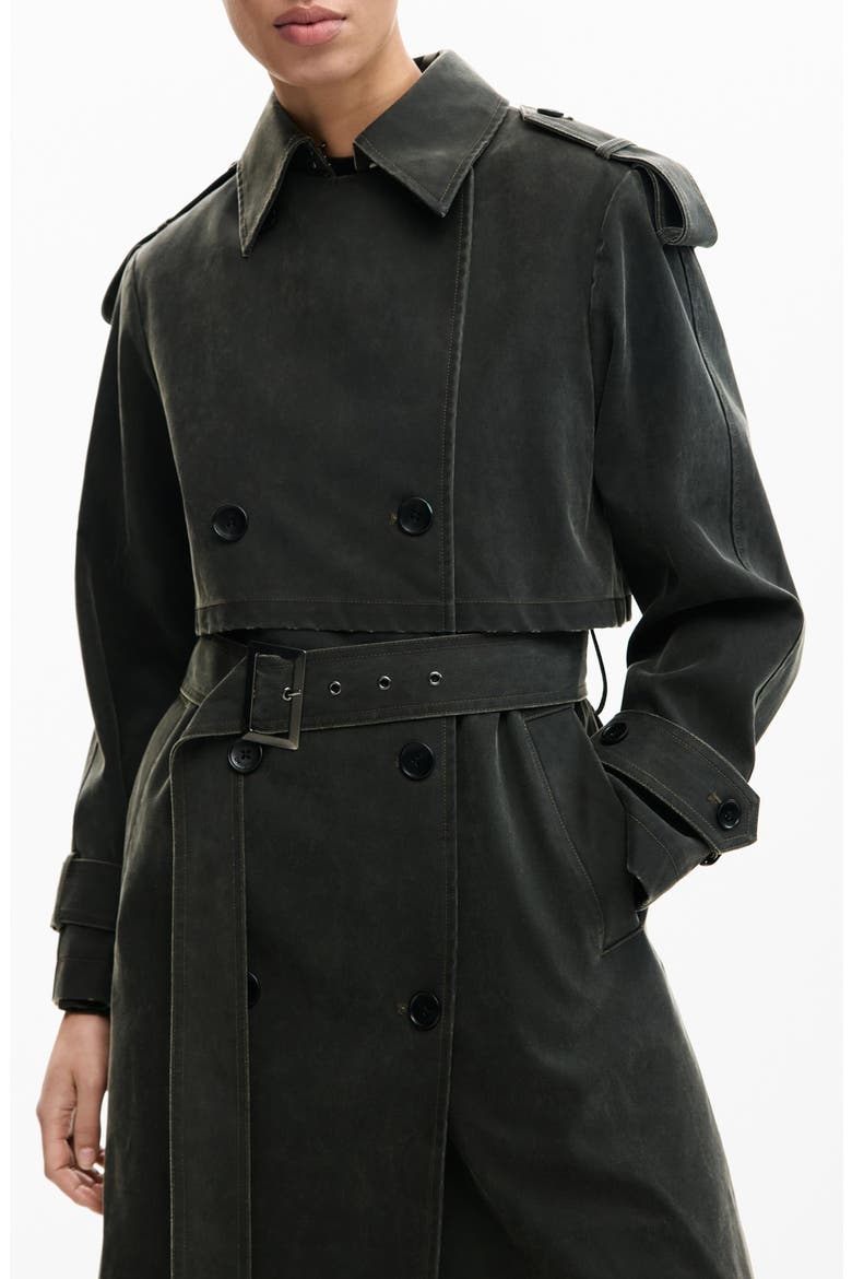 Faux Leather Trench, Alternate, color, DARK GREY