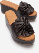 Forever & Always Shoes Syndra Bow Wedge Leather Sandal