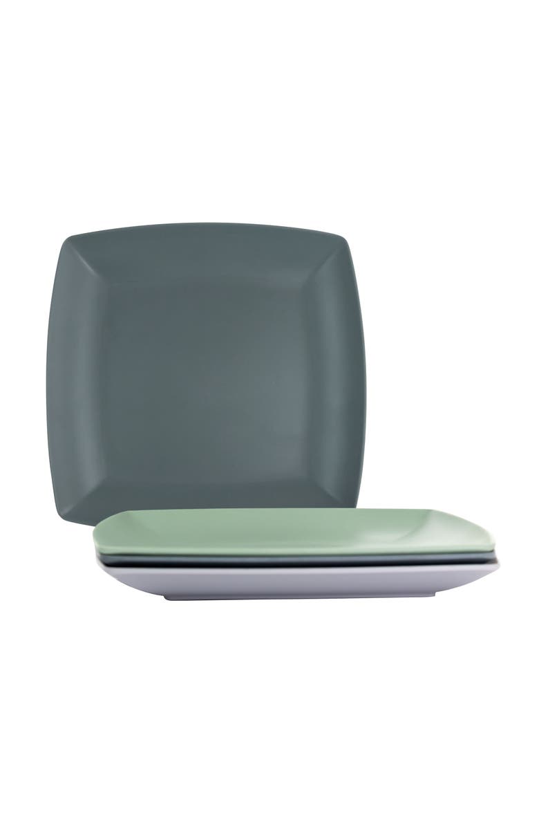 Gibson Home Grayson 4 Piece 8.5 Inch Square Melamine Dessert Plate Set, Main, color, Assorted