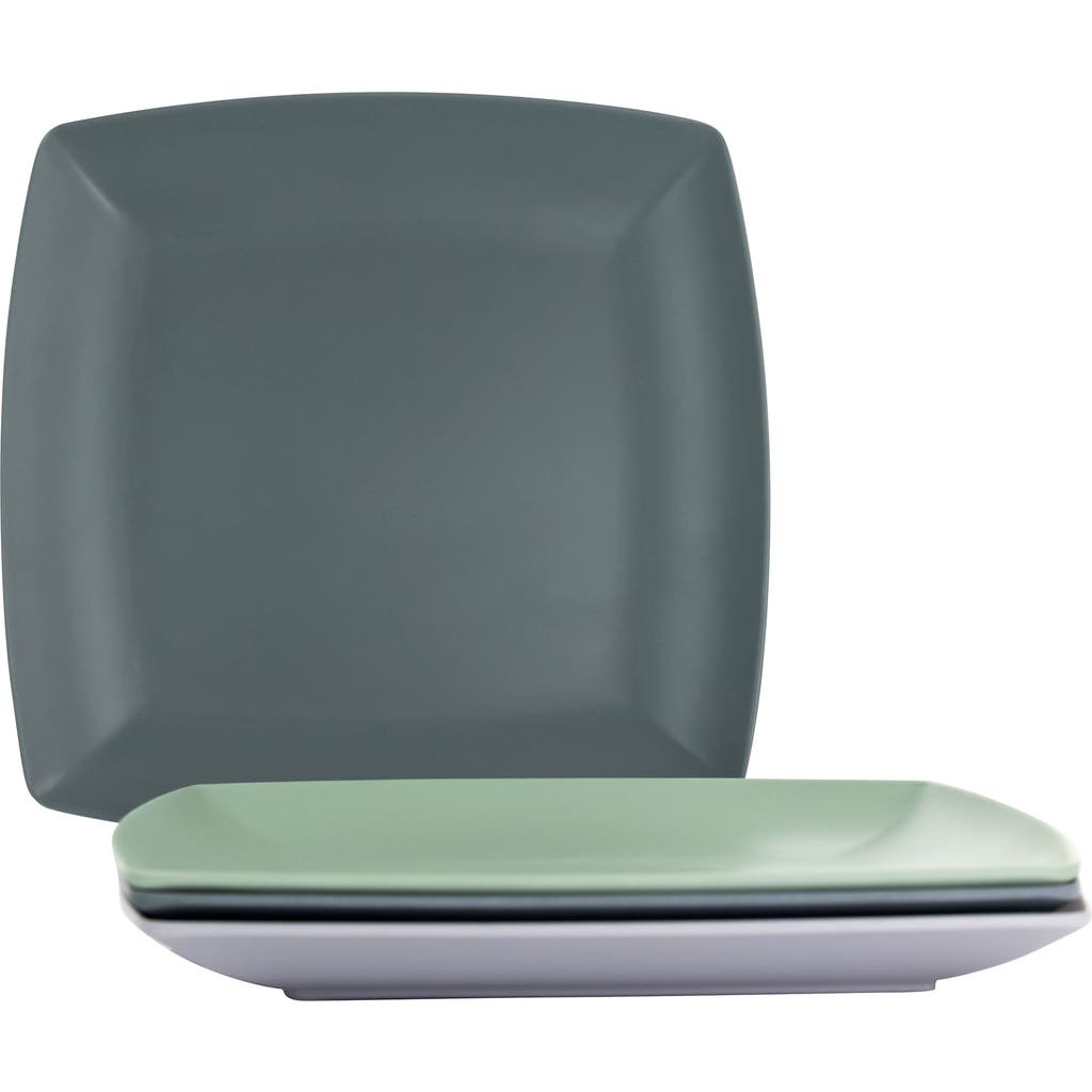 Gibson Home Grayson 4 Piece 8.5 Inch Square Melamine Dessert Plate Set In Multi