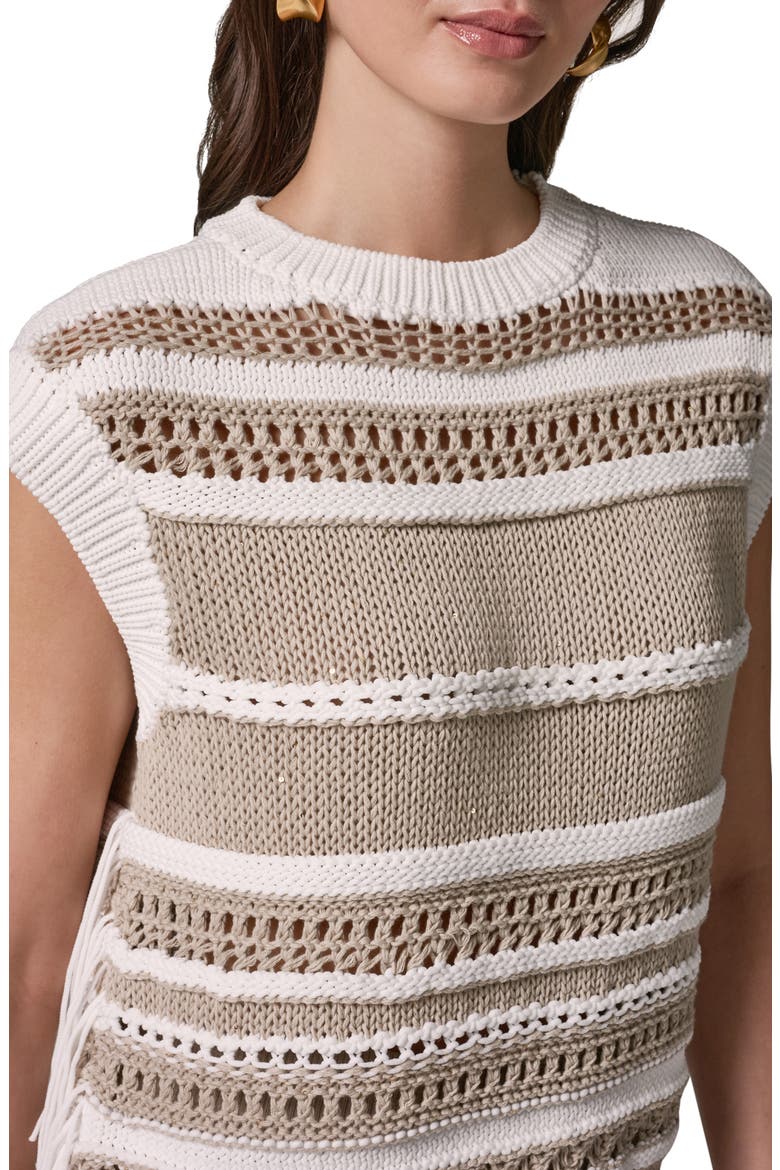 Sleeveless Crewneck Sweater, Alternate, color, CREAM/ SANDS