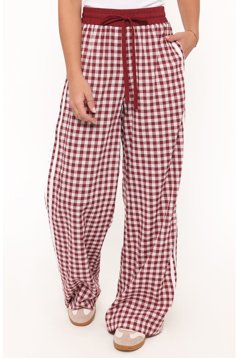 Lawson Cotton Track Pants, Main, color, BURGUNDY GINGHAM