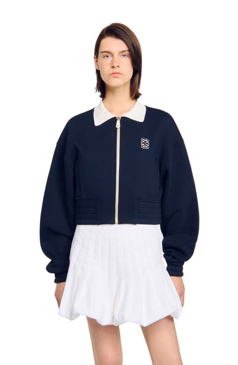 Cropped two-tone sweatshirt