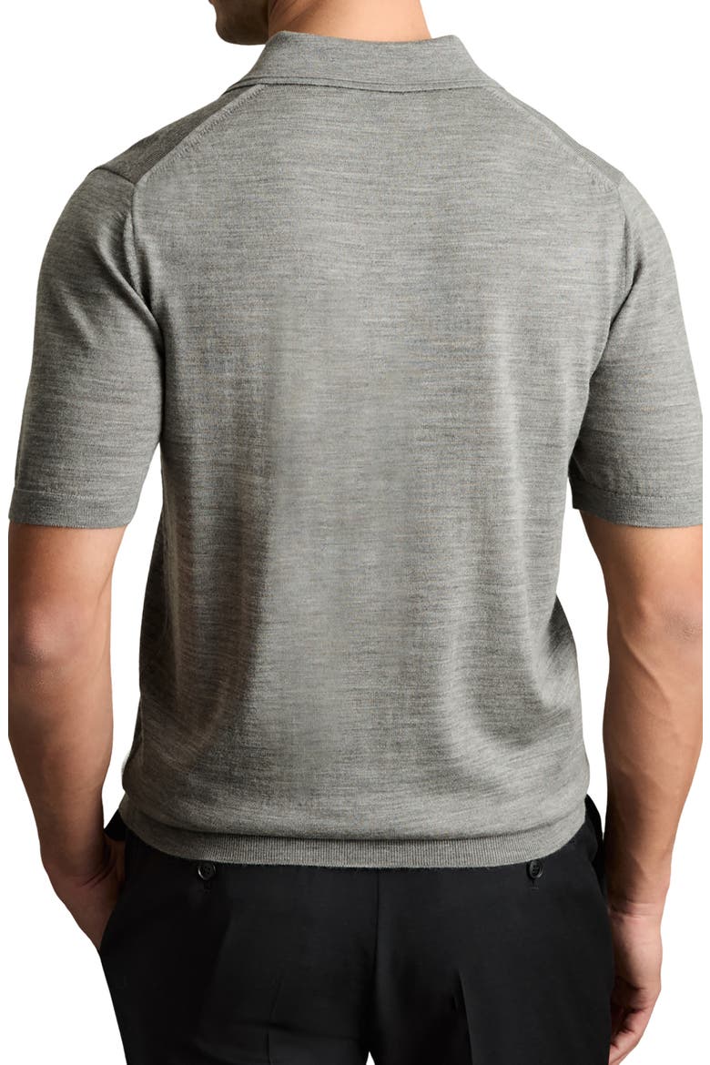 Duchie Johnny Collar Short Sleeve Wool Polo Sweater, Alternate, color, WARM GREY MELANGE