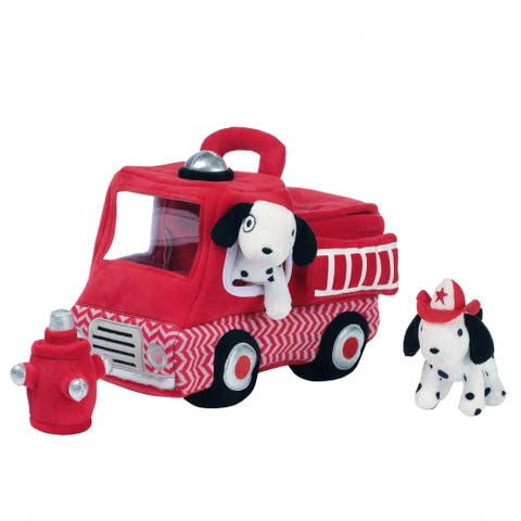 Fire Truck 5pc Developmental Plush Soft Toy Interactive Play Set