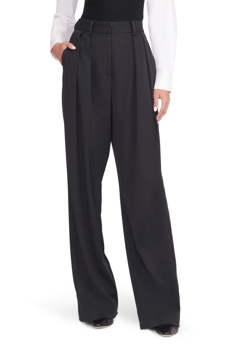 Luisa Pleated Wide Leg Pants, Main, color, BLACK