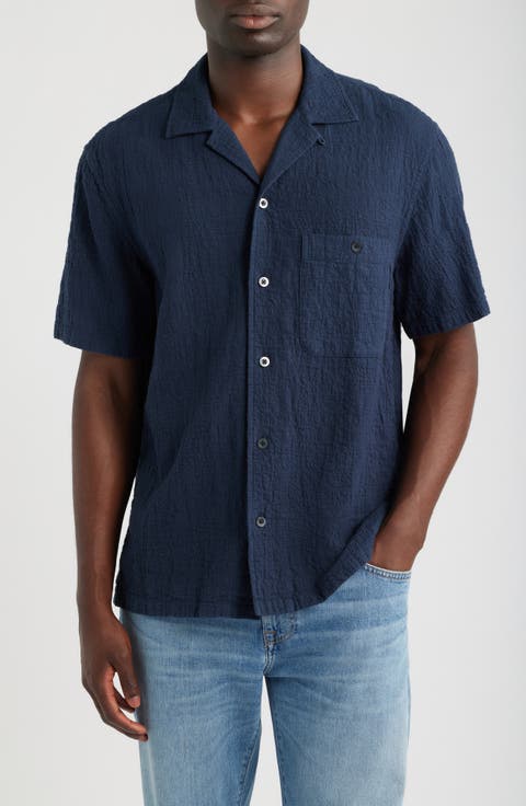 Cotton and Linen Slub Camp Shirt