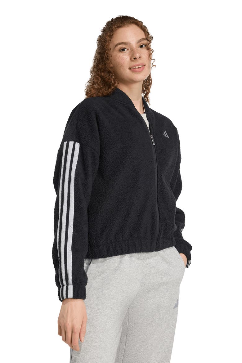 Fleece Zip Jacket, Alternate, color, BLACK/ SILVER METALLIC