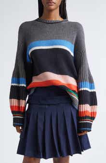 Stine Goya Stripe Oversize Cotton & Wool Blend Sweater