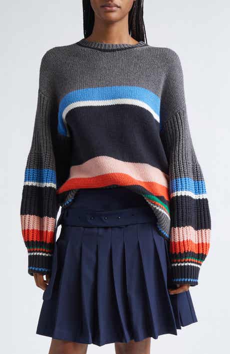 Stine Goya Stripe Oversize Cotton & Wool Blend Sweater