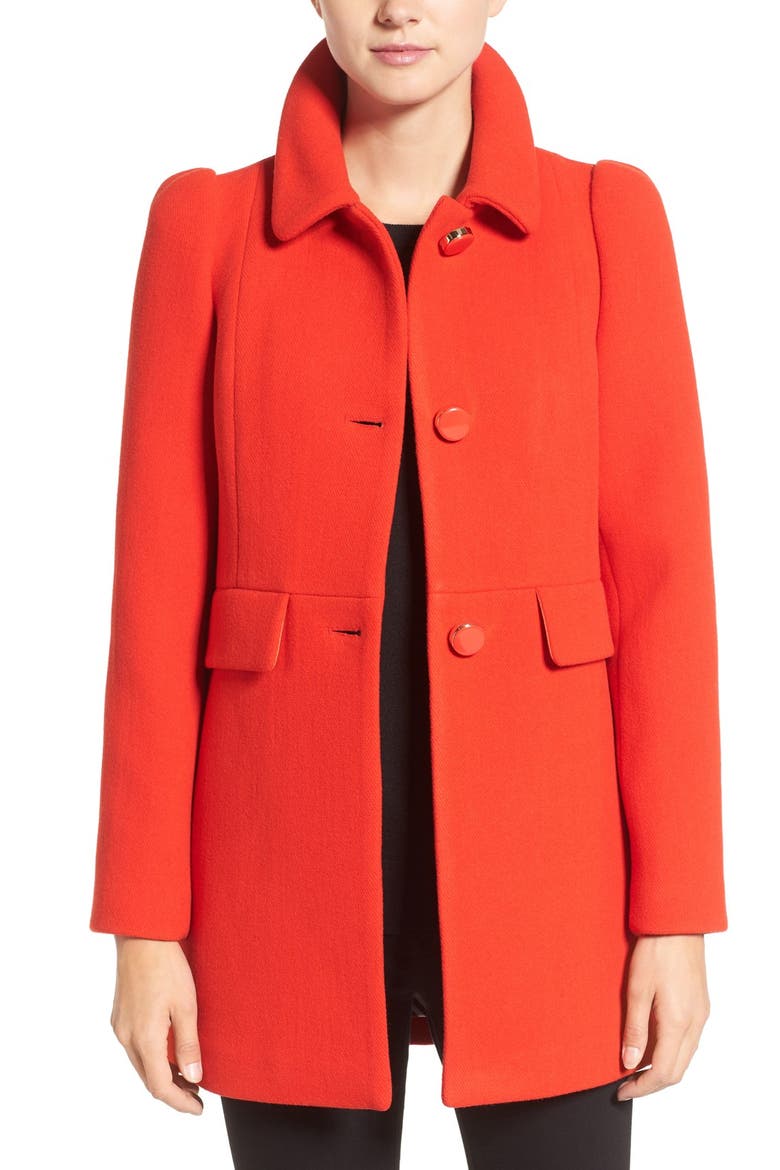 wool blend a-line coat, Main, color, LOLLIPOP RED