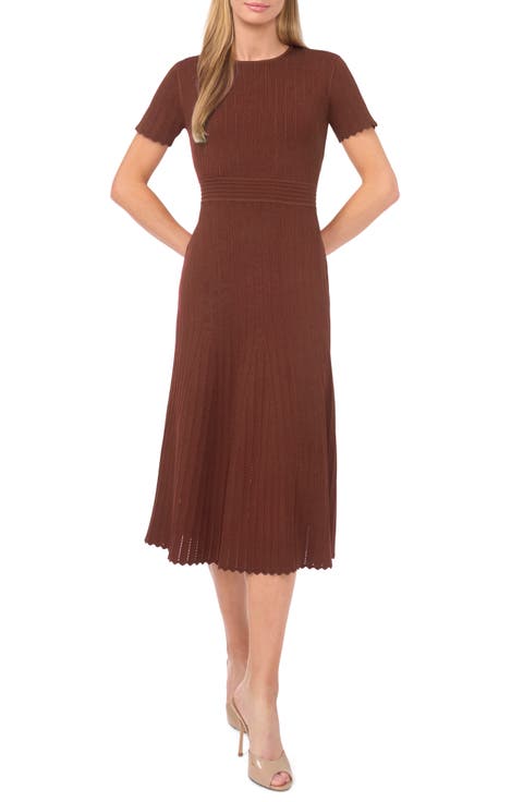 Pointelle Short Sleeve Midi Dress