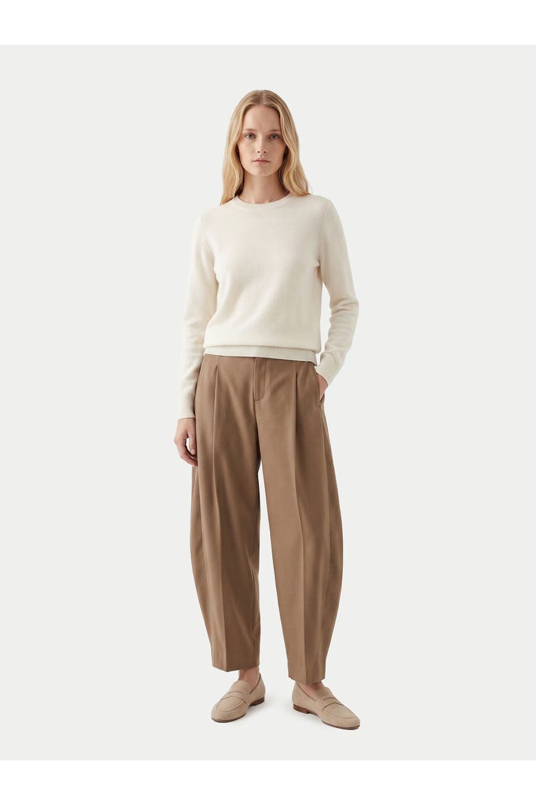 Barrel-Leg Cashmere Pants, Alternate, color, sepia