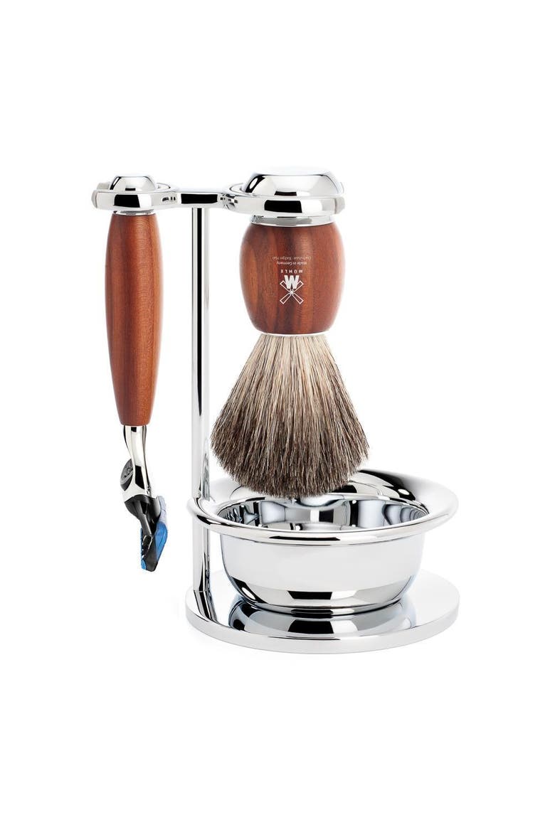Vivo Plumwood 4-Piece Pure Badger & Fusion Shaving Set, Main, color, Plumwood