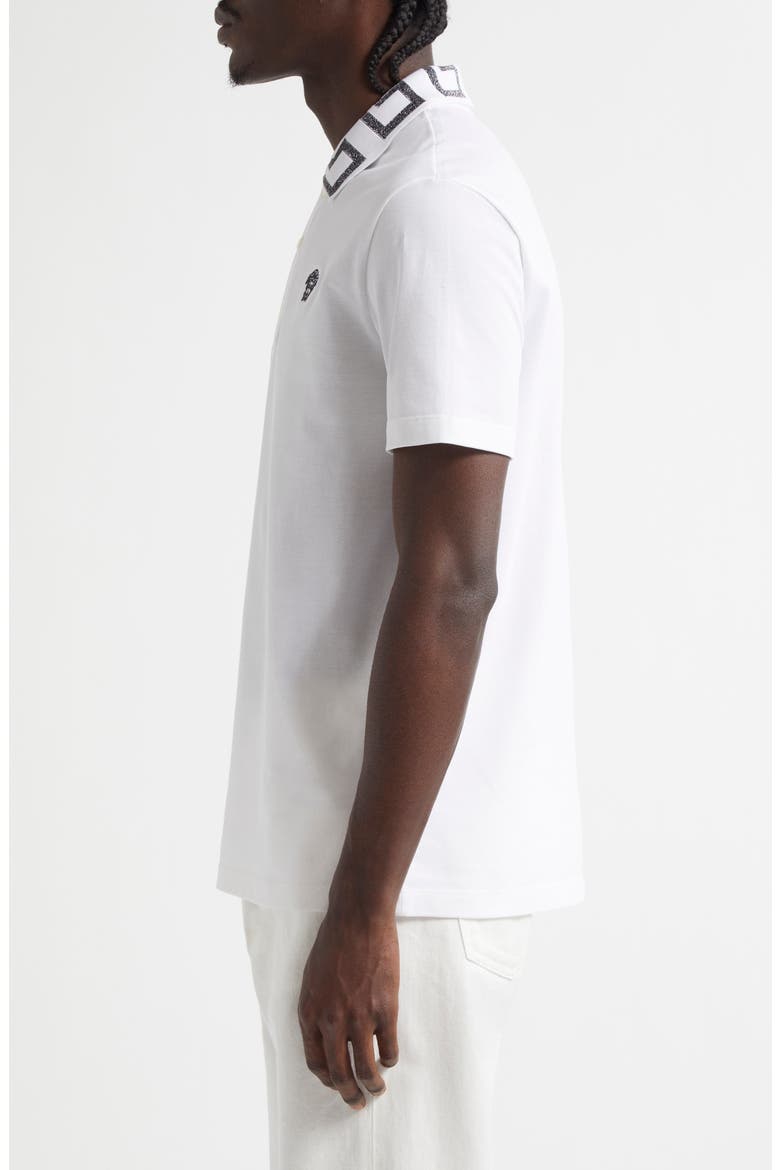 Metallic Greca Collar Piqué Polo, Alternate, color, WHITE ANTRACHITE