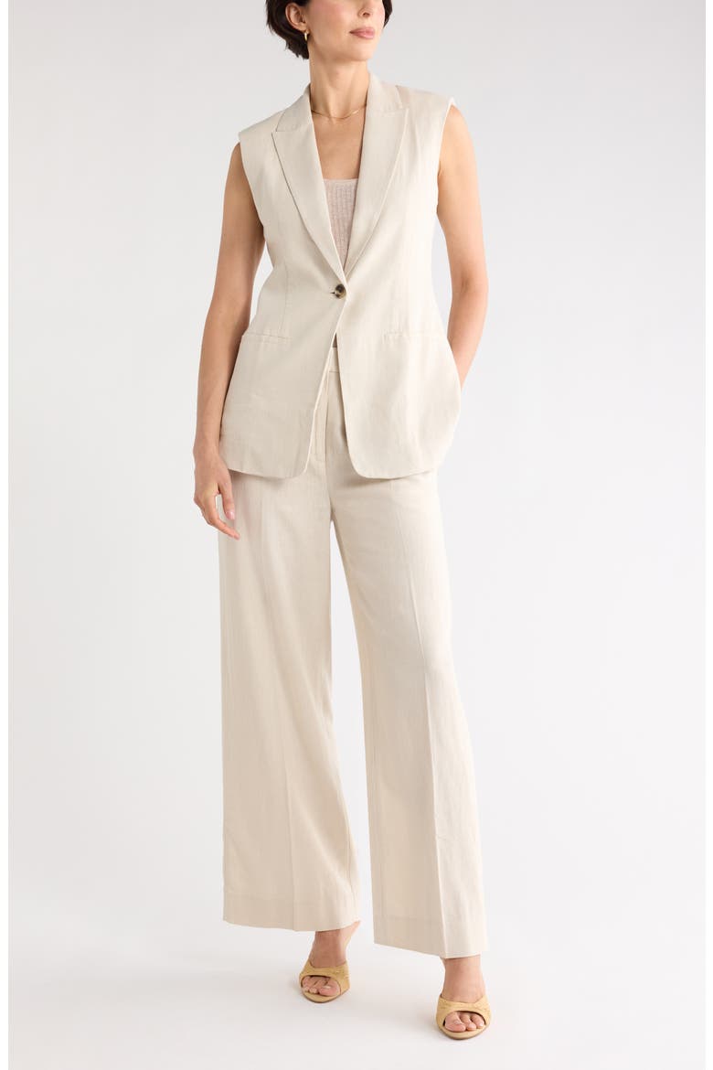 Classic Fit Linen Blend Vest, Main, color, BEIGE OATMEAL