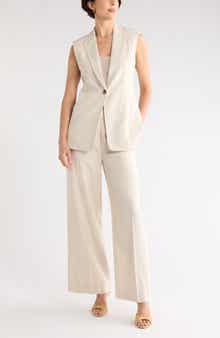 NORDSTROM RACK Classic Fit Linen Blend Vest