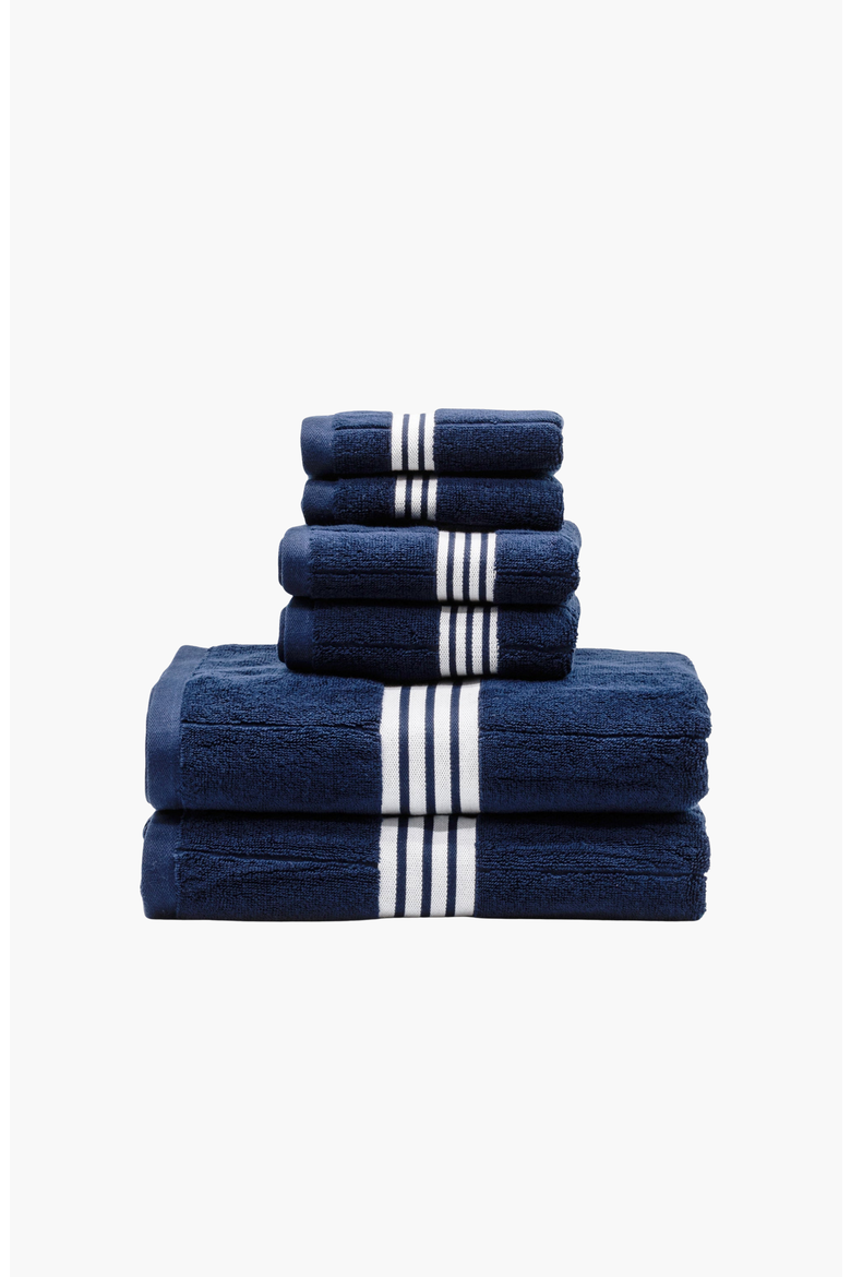 Nautilus 6-Piece Bath Towel Standard Set, Main, color, Navy / White