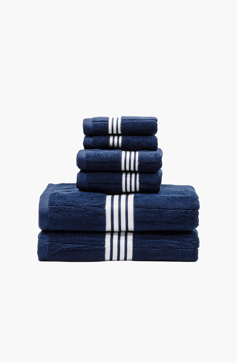 Italic Nautilus Bath Towel Standard Set, Main, color, Navy / White