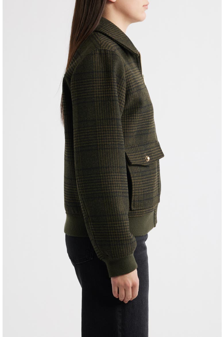 Plaid Flannel Bomber Jacket, Alternate, color, GREEN PLAID