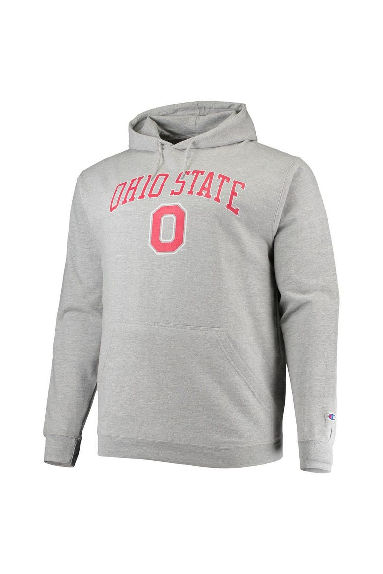 Men's Champion Heather Gray Ohio State Buckeyes Big & Tall Arch Over Logo Powerblend Pullover Hoodie, Alternate, color, Heather Gray