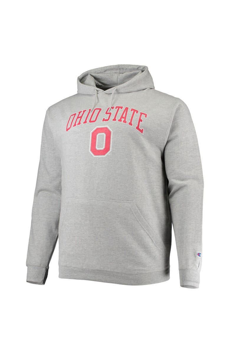 Champion Men's Champion Heather Gray Ohio State Buckeyes Big & Tall Arch Over Logo Powerblend Pullover Hoodie, Alternate, color, Heather Gray