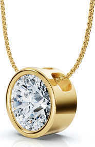 Bliss Diamond 1Ct Certified Bezel Round Cut Diamond Pendant 14k Gold 18" Necklace Lab Grown