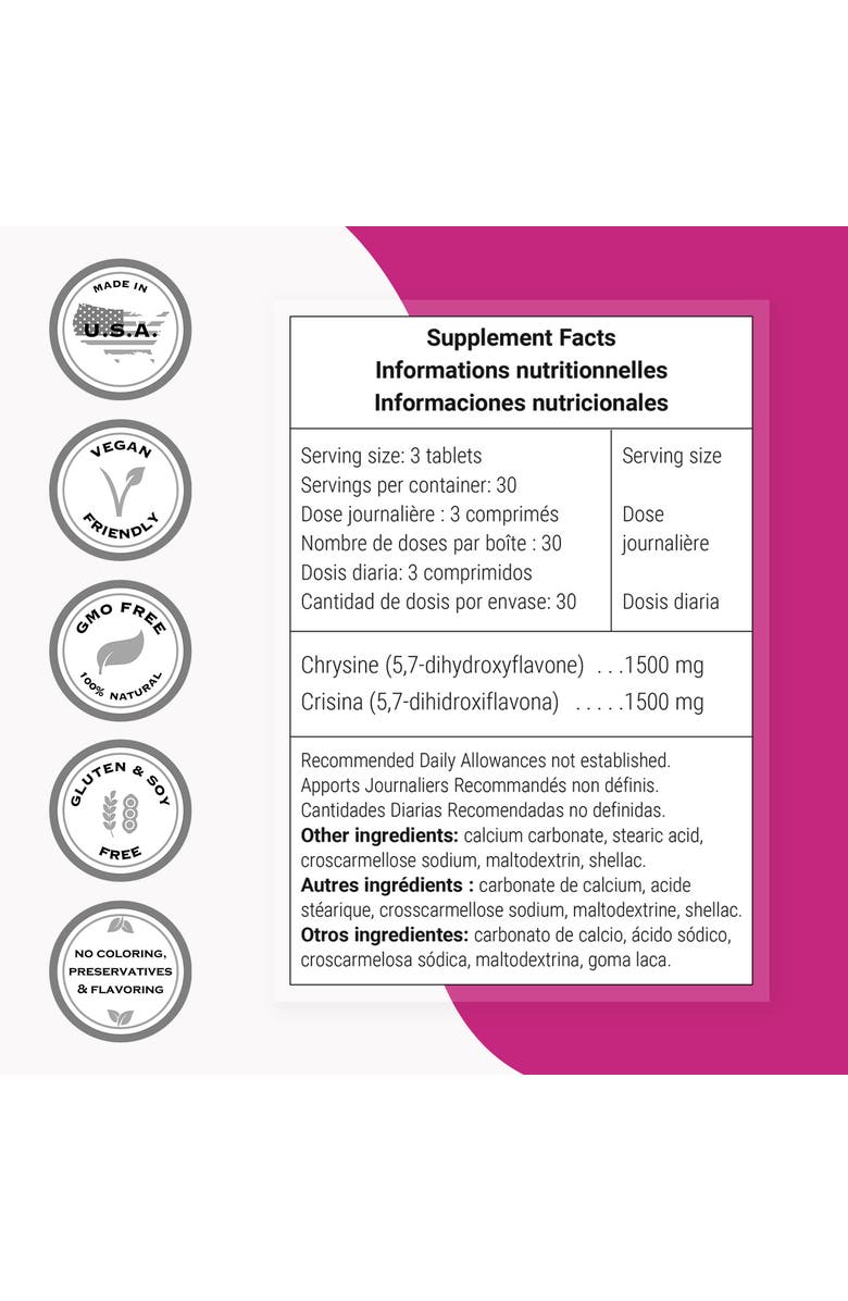 SuperSmart Chrysin Supplement 1500mg, Alternate, color, NO COLOR