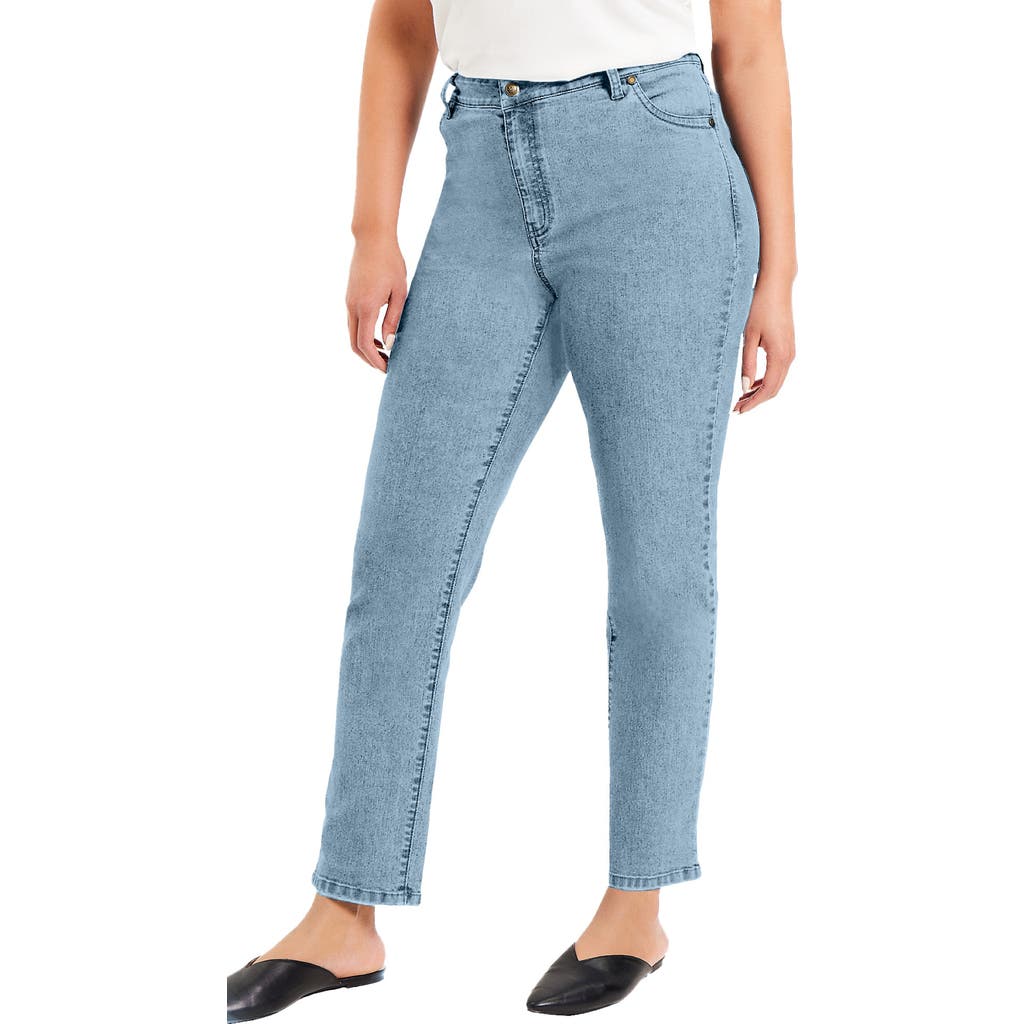 June + Vie June Fit Straight-leg Jeans In Blue