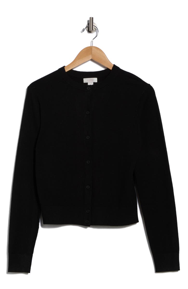 NORDSTROM RACK Crewneck Cardigan, Alternate, color, Black