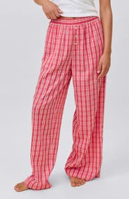 Papinelle Holiday Plaid Cotton Sateen Pajama Pants