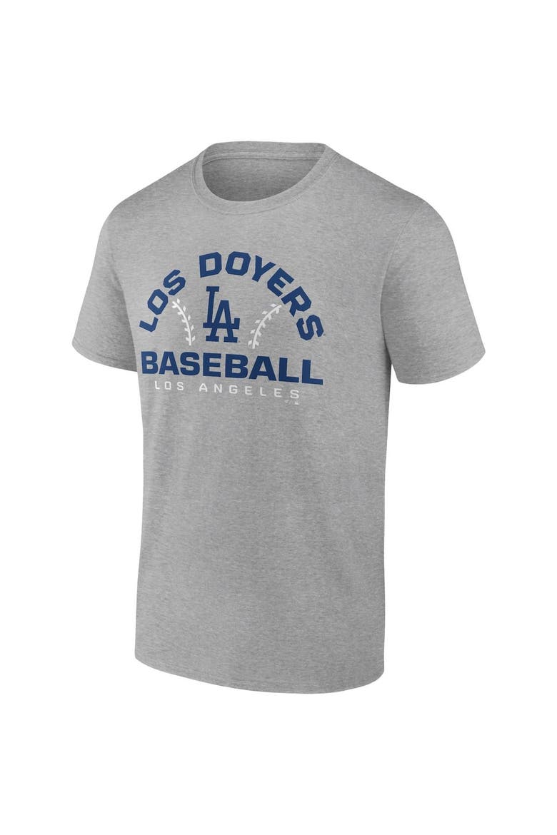 Men's Fanatics Branded Heathered Gray Los Angeles Dodgers Iconic Go for Two T-Shirt, Alternate, color, Gray