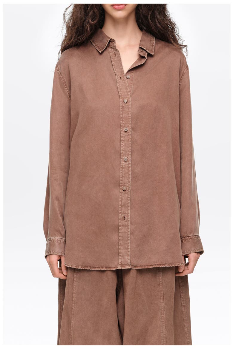 Straight Fluid Lyocell Shirt, Main, color, WASHED BROWN