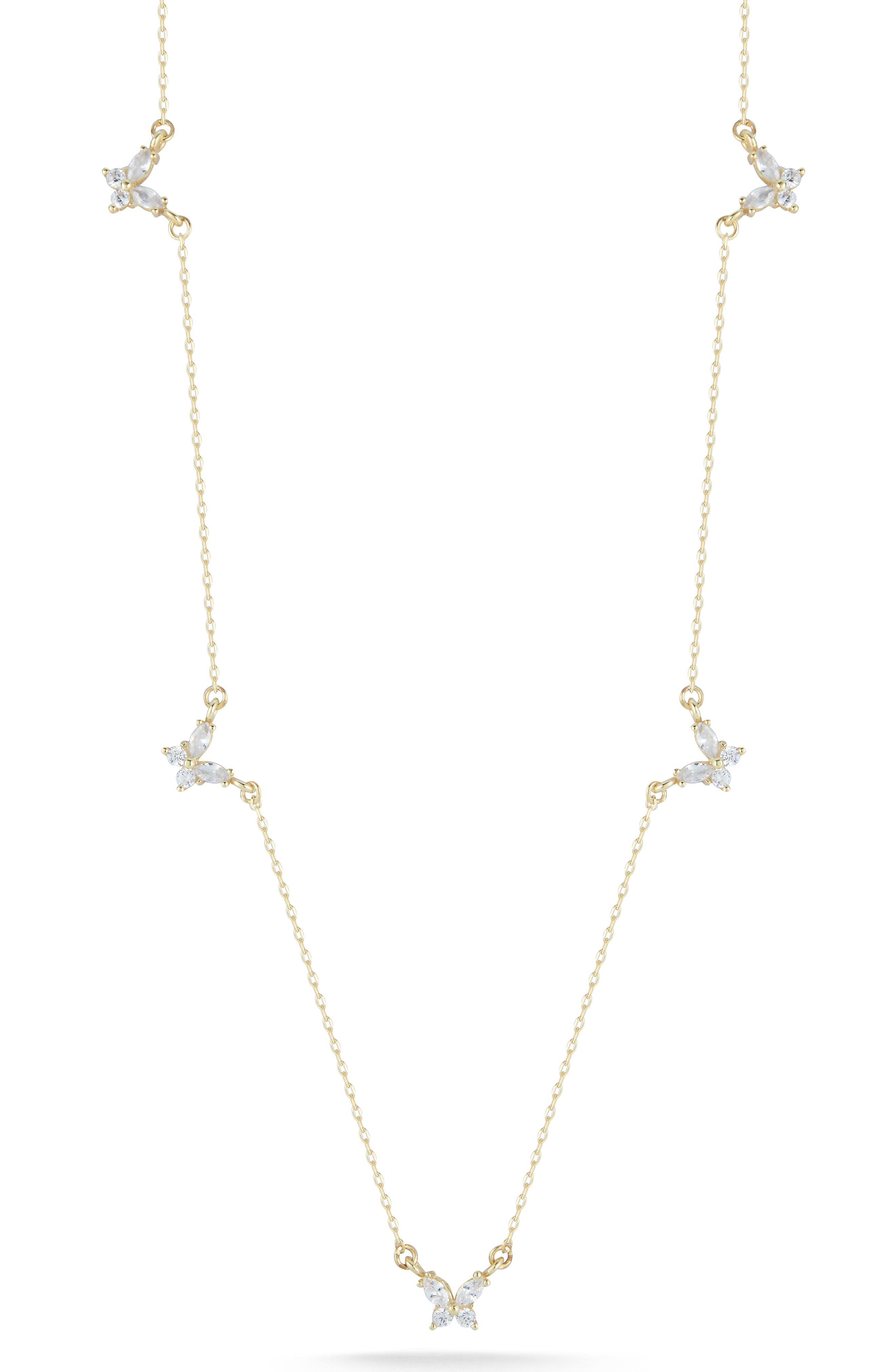 CHLOE AND MADISON CZ Butterfly Station Necklace