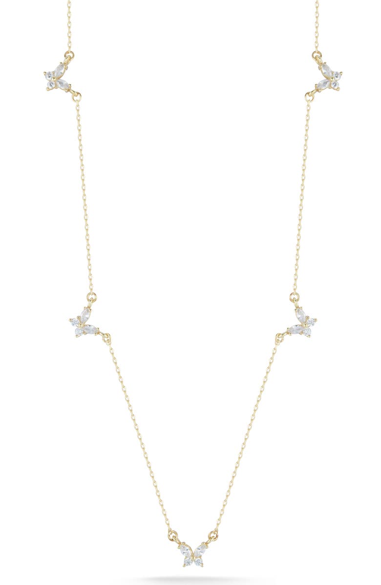 CHLOE AND MADISON CZ Butterfly Station Necklace, Main, color, Gold