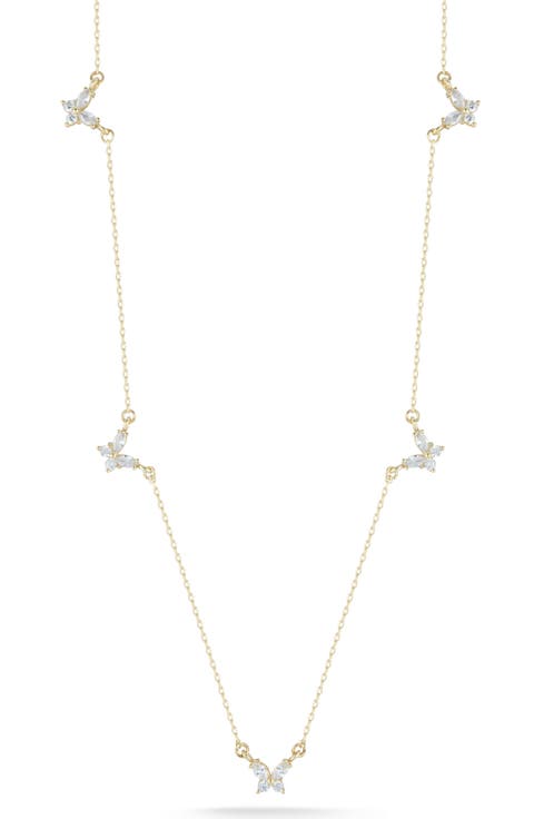CZ Butterfly Station Necklace