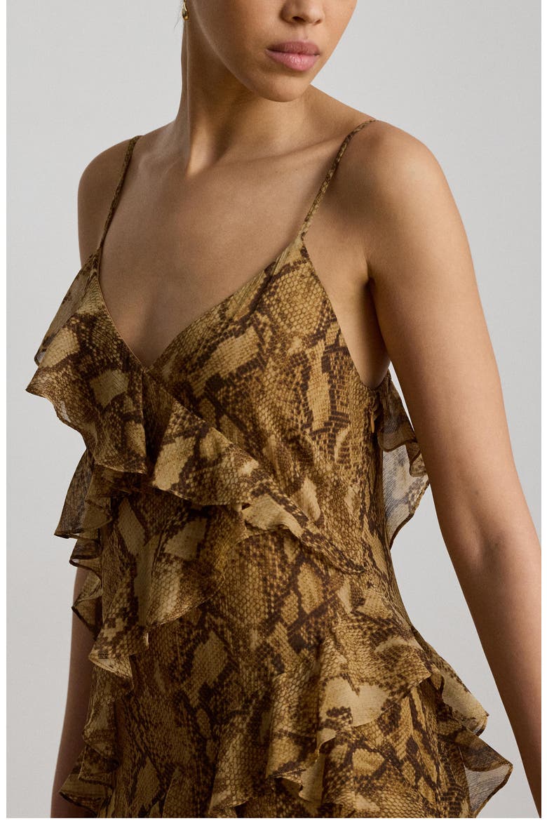 Snakeskin Print Crinkle Georgette Cocktail Dress, Alternate, color, BEIGE/ MULTI