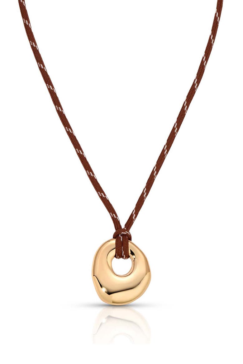 Molten Halo Cord Pendant Necklace, Alternate, color, BROWN