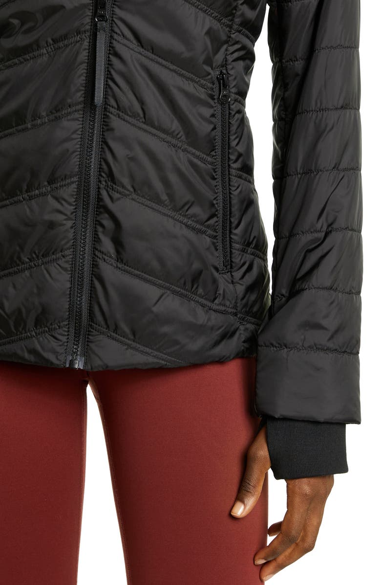Zella Quilted Short Puffer Jacket with Faux Fur Trim, Alternate, color,